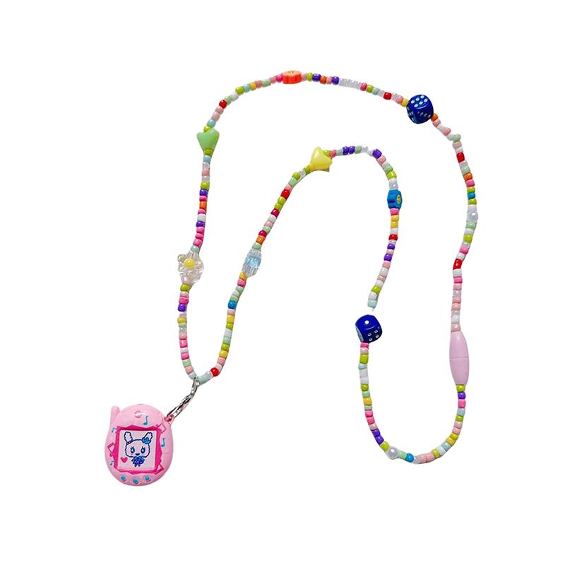 

Tamagotchi Cat Bear Keychain Realistic Electronic Pet Beads Necklace Pendant Keyring Jewelry Bag Decoration