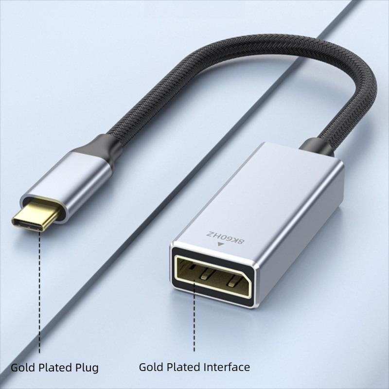 USB 3.1 to DP Cable Type C To Displayport 8K@60Hz DP 1.4 Braid Cable 4K 144Hz HDR USB C Display Port Video Adapter for MacBook