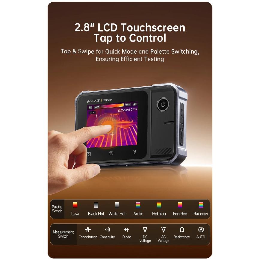 FNIRSI TDM-120/TDM-120P Multimeter Thermal Imaging Infrared Camera Tester AC 750V/DC 1000V Resistance Capacitance 120x90 IR