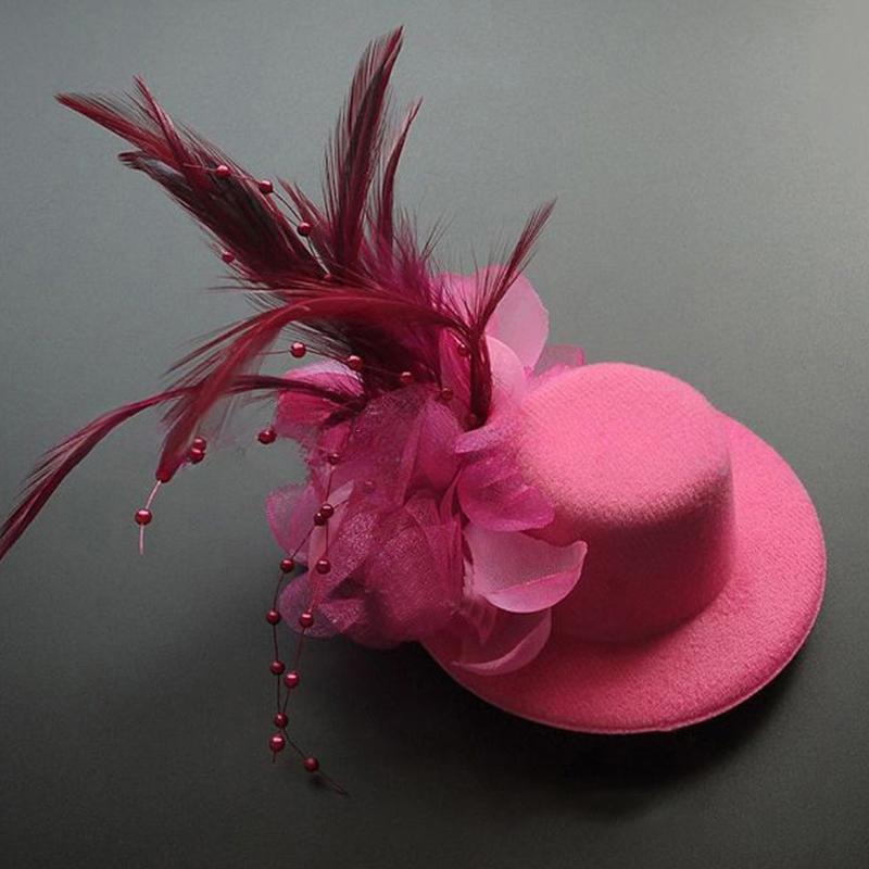 1Pc Hair Clips Hair Accessories Fascinator Hat Girl Flower Feather Children's Pearl Beaded Decor Headwear