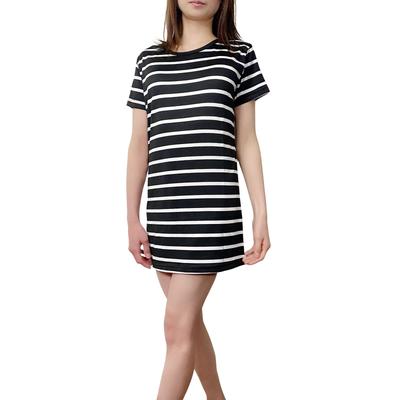 Short Sleeve Loose Fit Maxi Cute Long Sleeve Maxi Straight Everyday Black [emptio] Women's T-Shirt Dress, Top, T-Shirt, Oversized, Slimming, Striped,