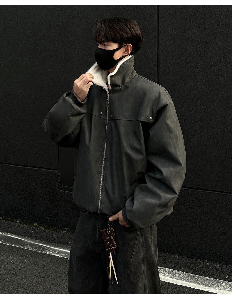 American Style Lambswool PU Leather Coat - Unisex Winter Warmth