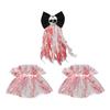 Halloween Blood Mesh Accessory Short Fingerless Wrist Gloves Spooky Skull Bow Hairpins for Halloween Masquerade Cosplay Party