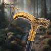Yellow Wolf Head Biting Walking Cane Fashion Decorative Walking Stick Gentleman Elegant Cosplay Cane Knob Crosier 92cm