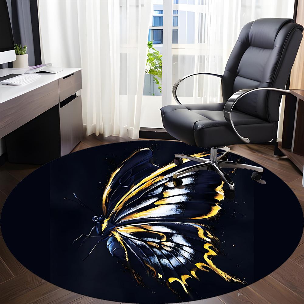 1pc Butterfly Wings Office Round Area Rug, Indoor Mat Suitable For Office, Under Office Chairs Bedroom Living Room Home Decor, Room Deco