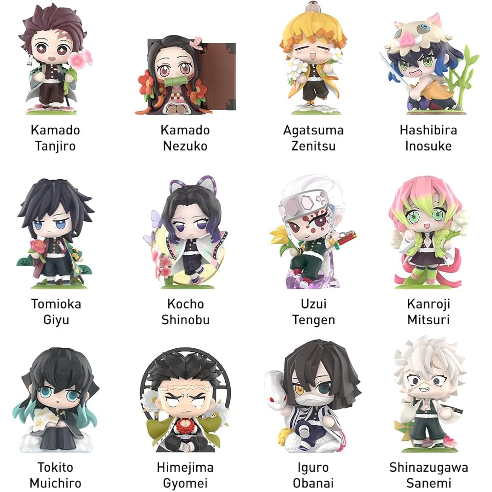 Pop Mart Demon Slayer Birthday Flower Series Assorted Box 12 Pieces Blind Box Figures PVC Collectible Toys