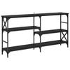 Console Table with Shelf Black Oak Effect 150 X 29 X 76.5 Cm