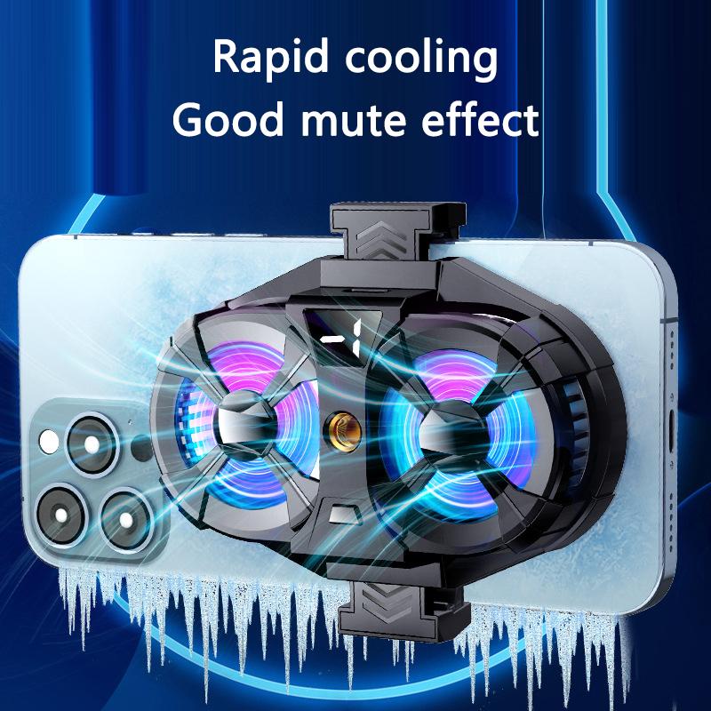 SL-07 Dual Fan Phone Radiator 3-Gear Cellphone Live Streaming Gaming Heat Dissipation Cooler
