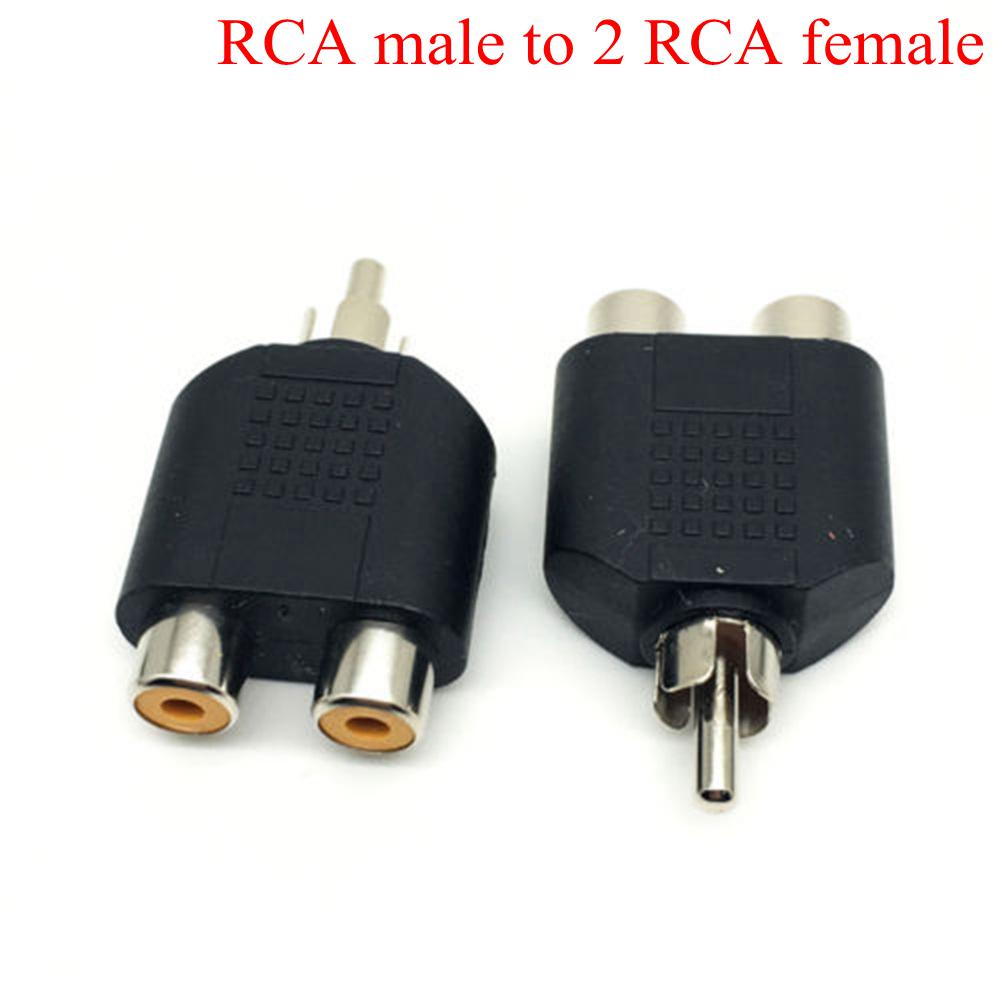 2pcs Consumer Electronics TV Black 3.5mm To 2 RCA Female Male Y Splitter Converter Audio Adapter