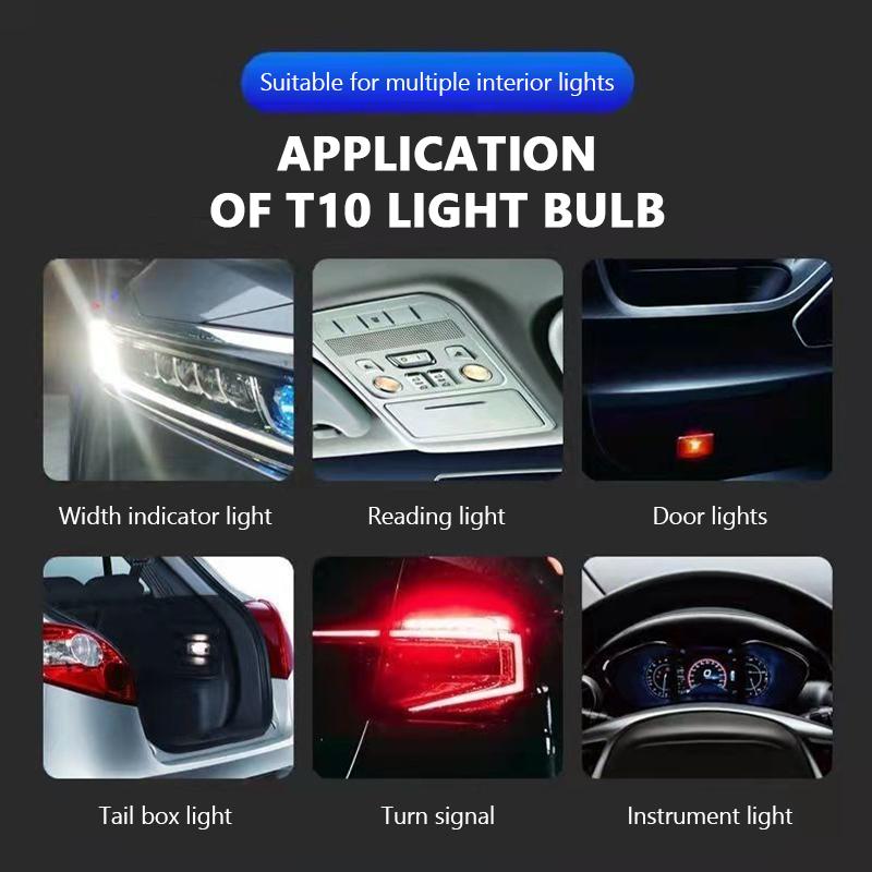 SEAMETAL 10pcs Car LED T10 W5W Signal Light 12V Auto Interior Dome License Plate Reading Wedge Side Lamps