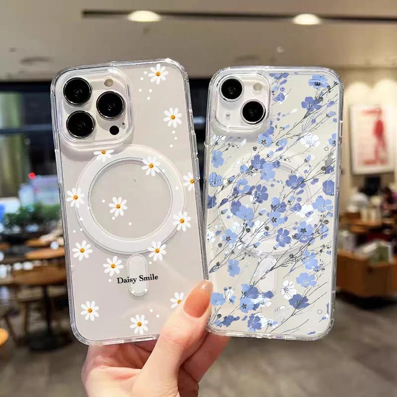 INS Lächeln Gänseblümchen Blume Magnetische Handyhülle für Iphone 16 Pro Max 16E 11 12 13 14 15 Pro Max 12 13 Mini 16 Plus für Magsafe Hülle