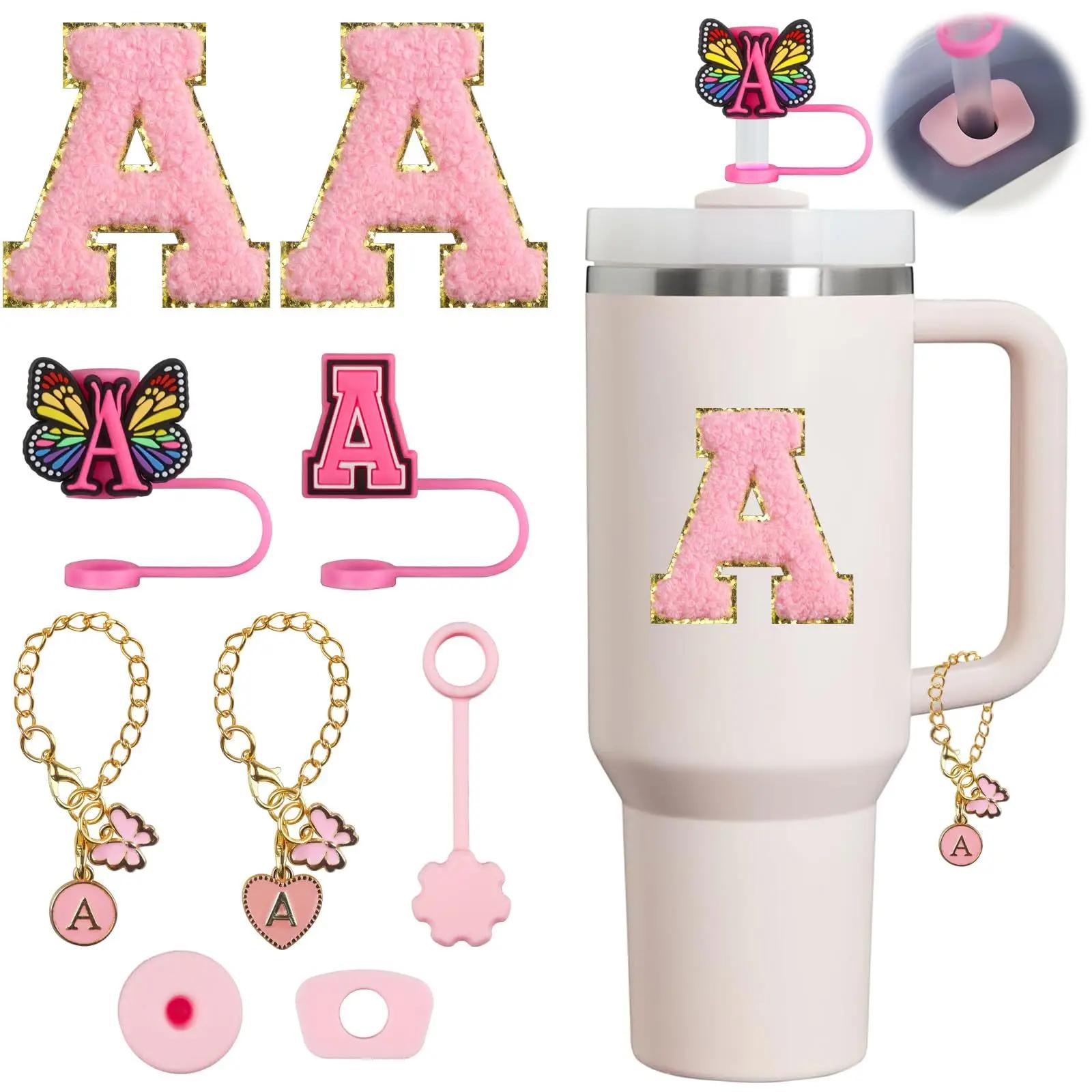 

Набор из 9 аксессуаров для Stanley Cup Proof Stopper Flowers Strawberry Cover Letter Embroidery Bottle & Cup Accessories