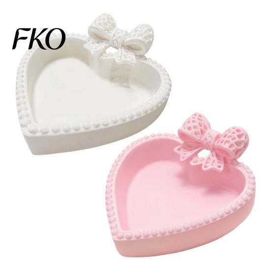 Lightweight Luxury Desk Decor 3D Printed Bow Jewelry Tray, Cute Heart-Shaped Organizer, Stable Decorative Desktop Organizer Unique Art Collection