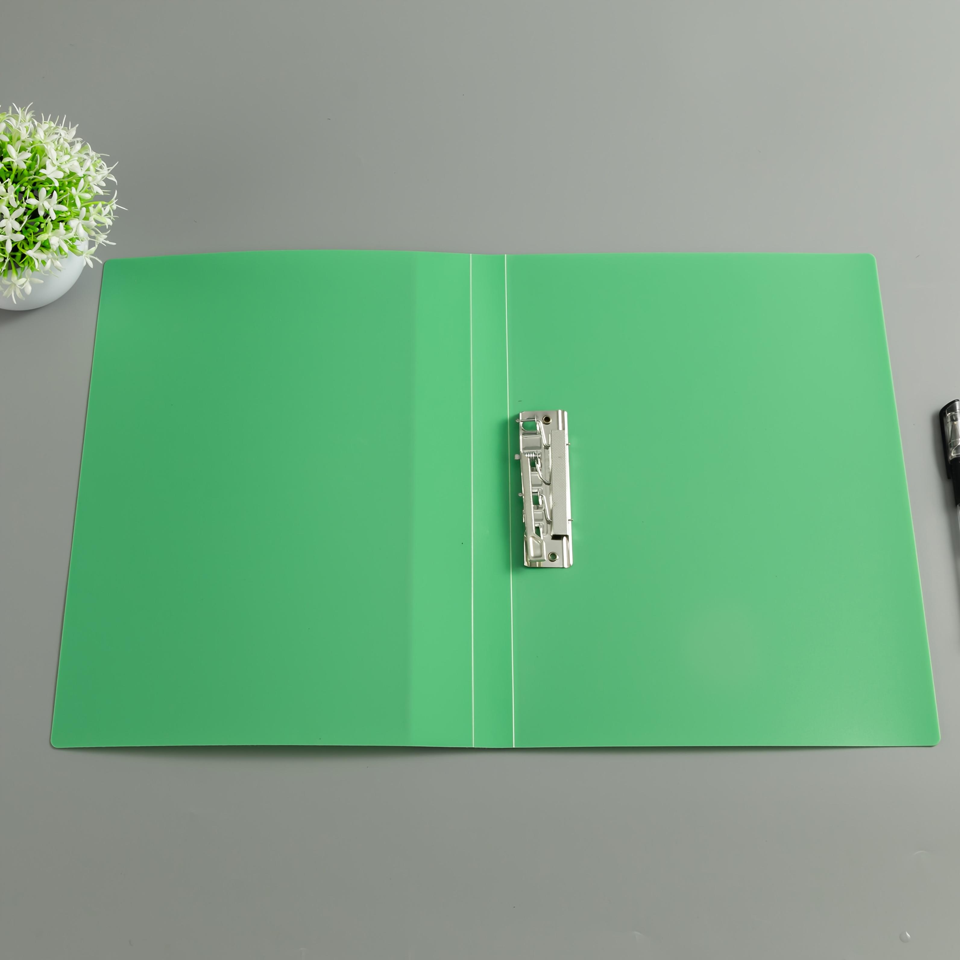 

1pc 12x8.66 Inch Plastic Binder Folders with Metal Rings - Durable Multi-Color Office Supplies for Reports, Meeting Notes зелений