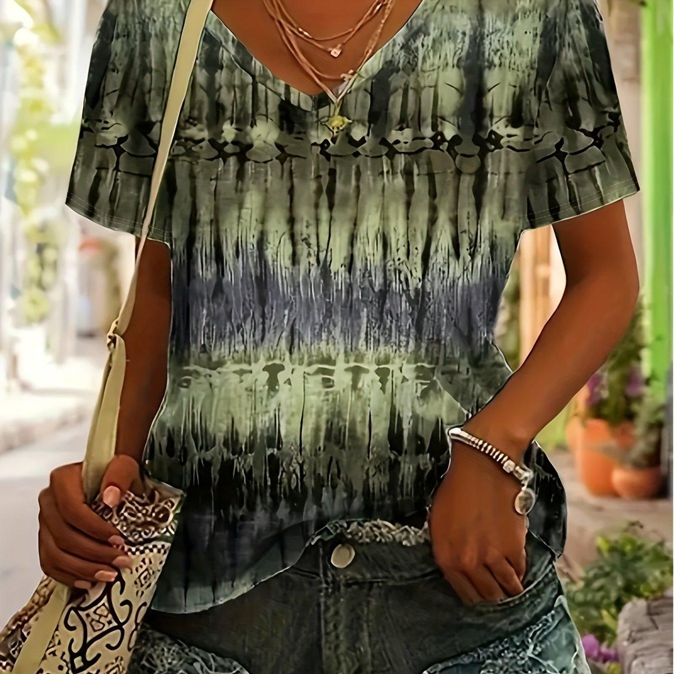 

Женская футболка оверсайз с ретро-принтом, с коротким рукавом, V-образным вырезом, модный повседневный топ, уличный, дышащий, летняя женская одежда S