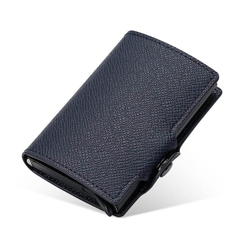 Otomatik Açılır Kart Çantası PU Metal Alüminyum Kutu Kılıfı RFID Klipsli Kredi İş