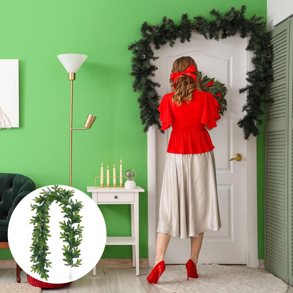 Christmas Pine Garland Artificial Hanger Ornament Real Touch Artificial Pine Cypress Vines For Porch Fireplace Mantel Stairs