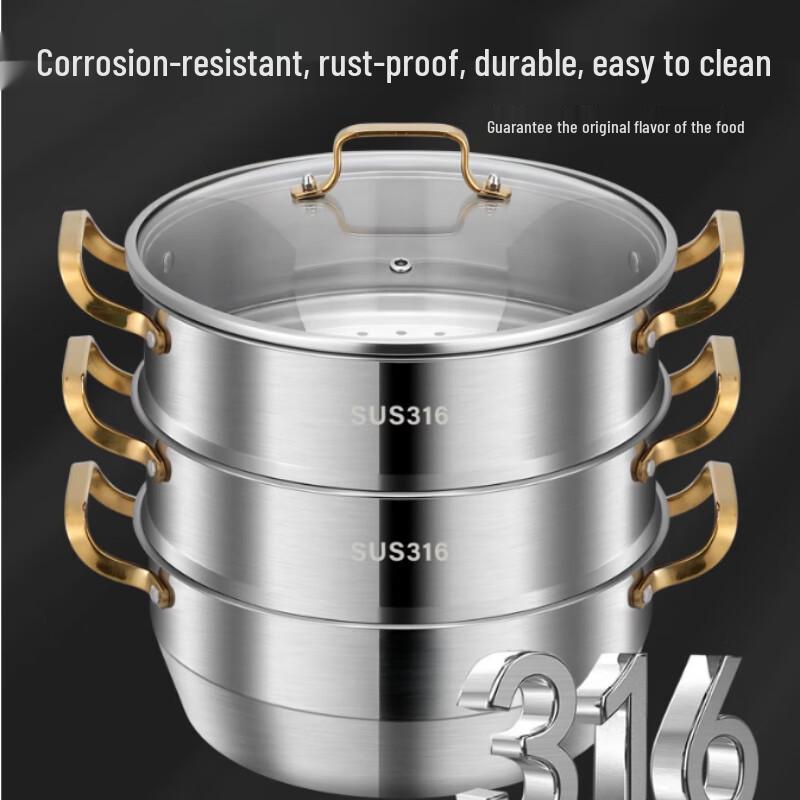 Pánev 30 cm 316 Nerezová ocel 2patrový parní hrnec