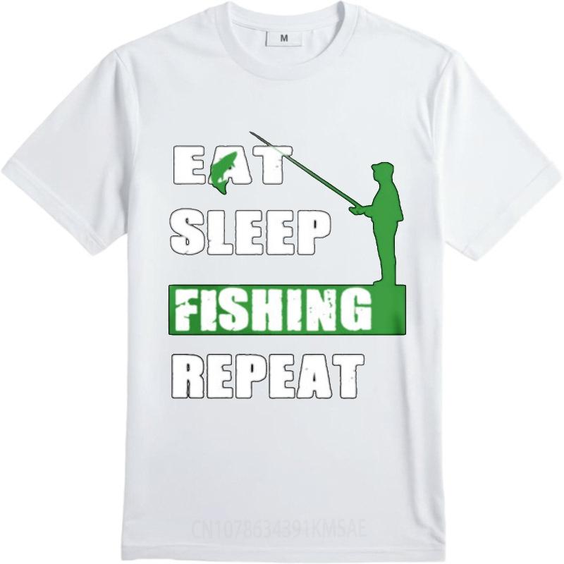 Tshirts For Unisex Breathable For Man Crew Neck Tshirt Casual Eat Sleep Fishing Repeat Retro Man Top Tees Soft Cotton Tee Casual