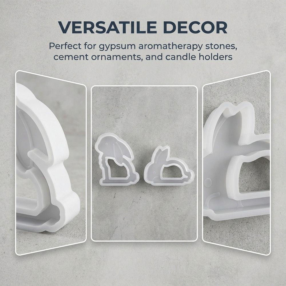 Non-Stick Easter Bunny Mold Flexible Silicone Rabbit Mold Candle Holder Mold  Home Decor