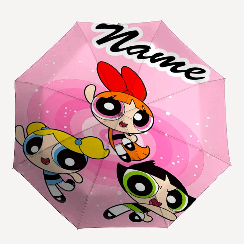 Personalized Name The Powerpuff Girls Print Umbrella - Automatic Open/Close, Eight-Rib Durable Frame, Automatic Folding Umbrella