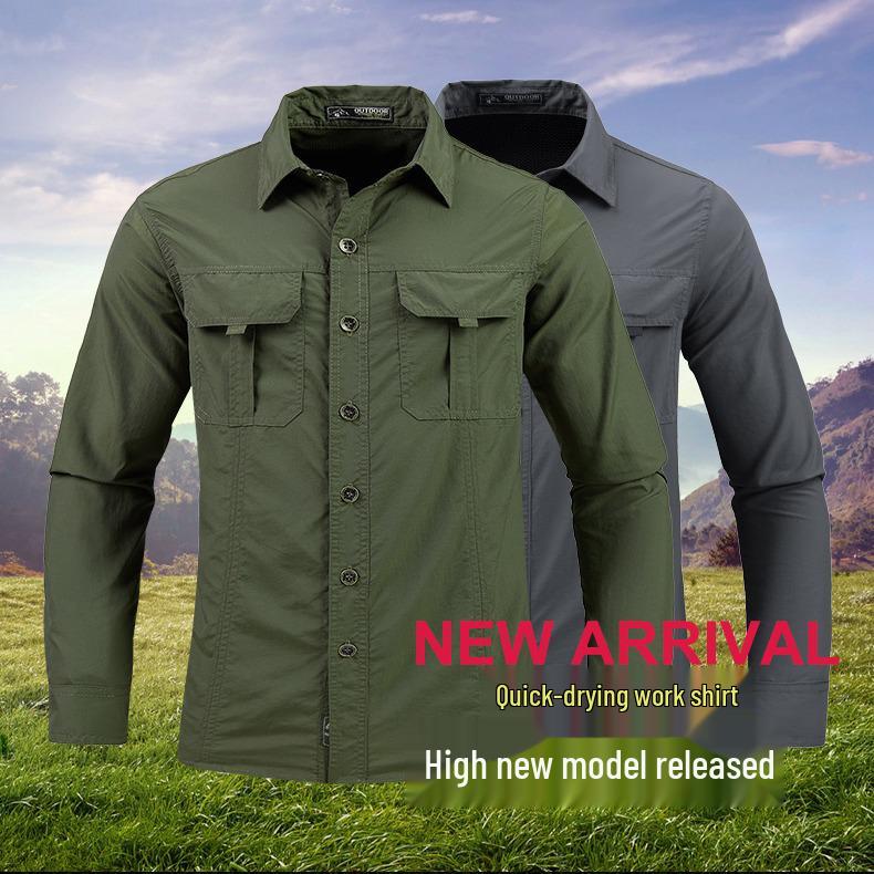 Men's Plus Size Quick-Dry Retro Shirt Jacket - Spring Casual Long Sleeve