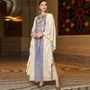 Gold Multi-layer Lotus Leaf Sleeve Positioning Sequin Embroidery Light Luxury Robe Muslim Dress