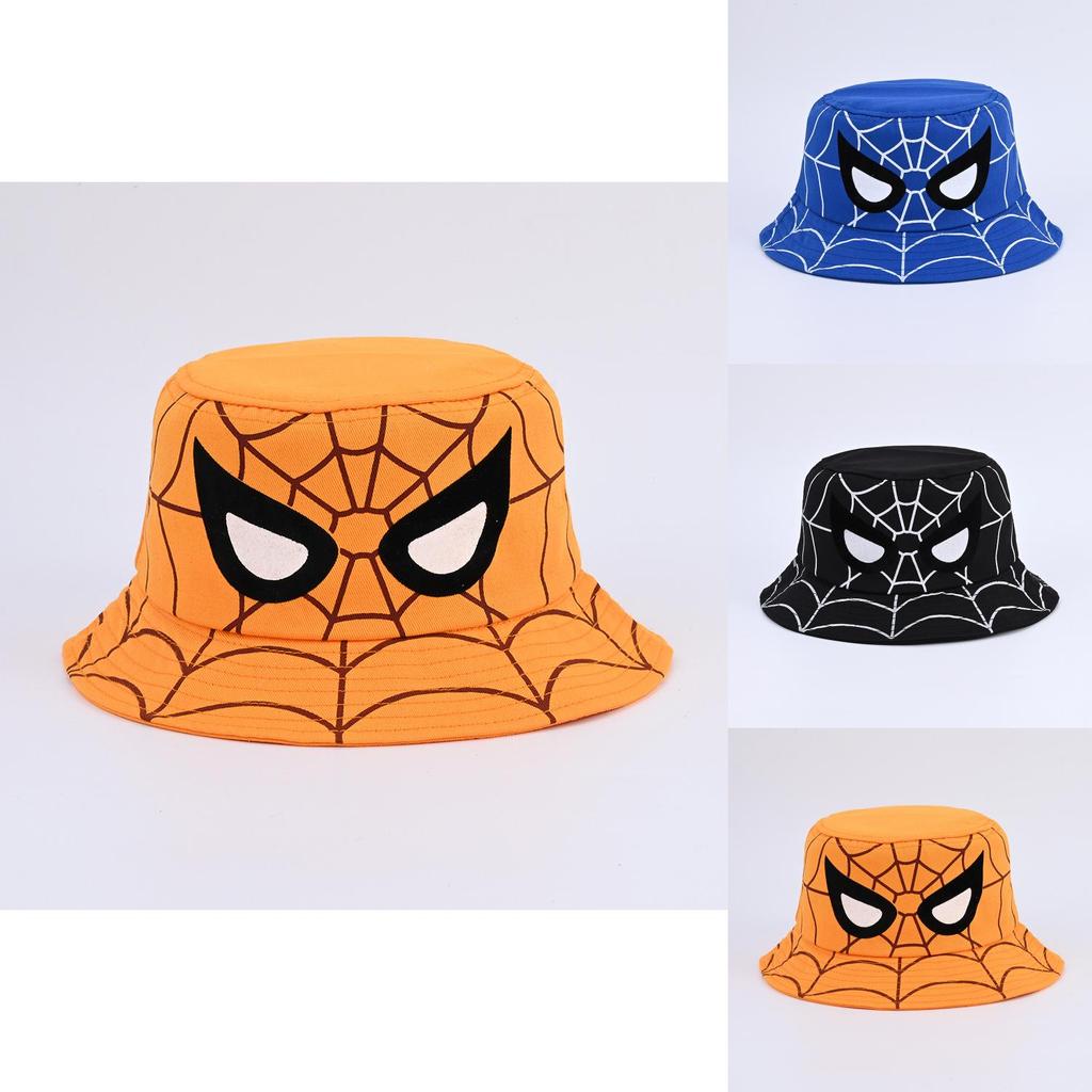 Cartoon Spider Fisherman Hat With Sun Protection For Kids Outdoor Summer Casual Wear