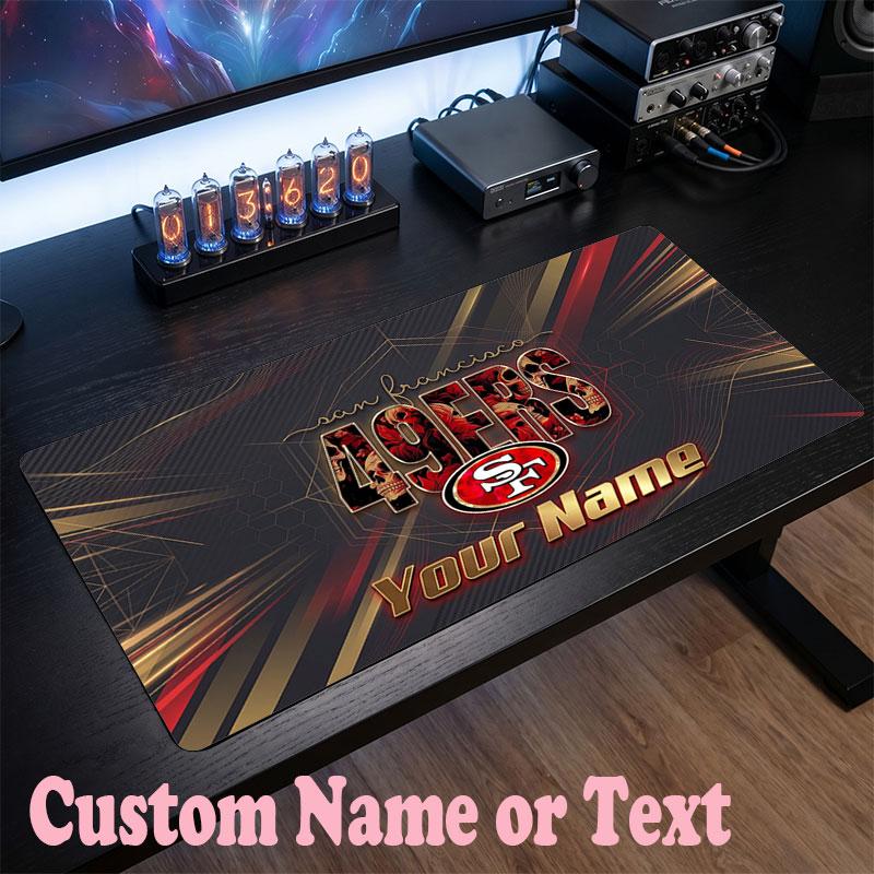 Tappetino Mouse Personalizzato con Nome Testo San Francisco 49ers, Tappetino Mouse Grande per Scrivania Regalo Personalizzato per Ufficio Domestico