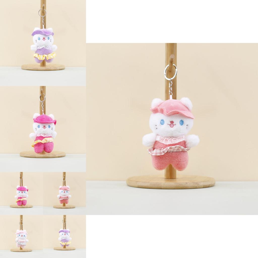 Adorable Plush Cat Keychain Accessory Cute Pink Kitten Doll With Soft Fur Material