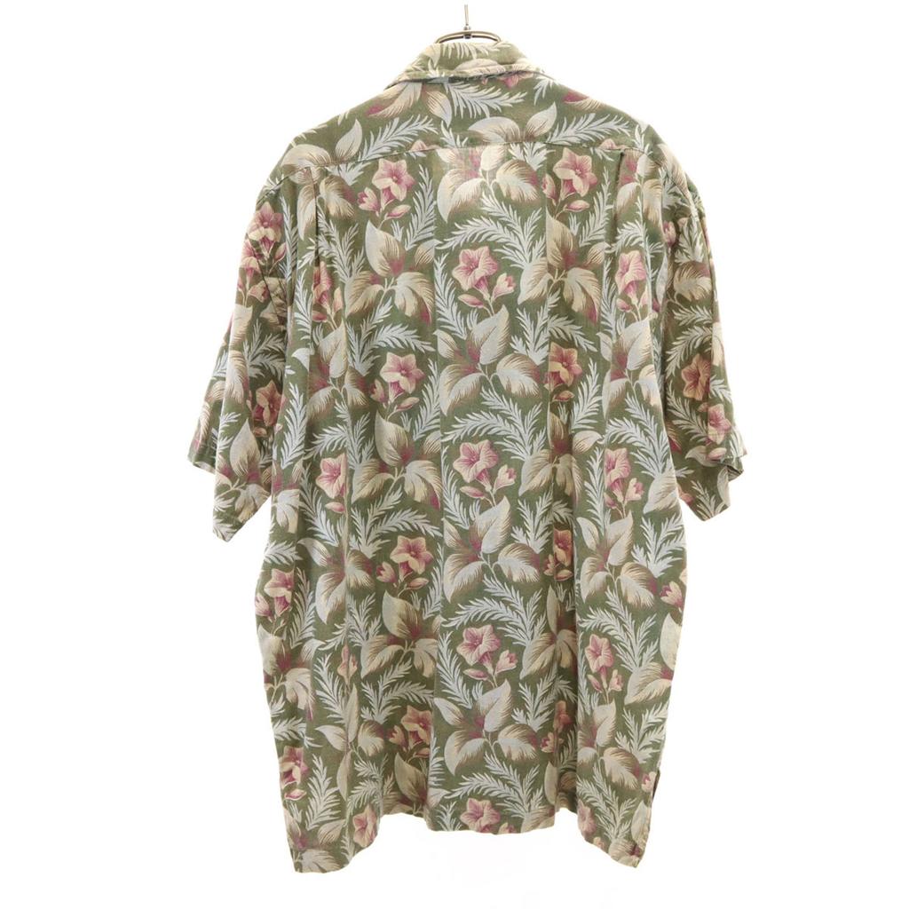 American Eagle Outfitters 90s Linen Blend Old Floral Five-quarter Sleeve Open Collar Shirt Men's Used