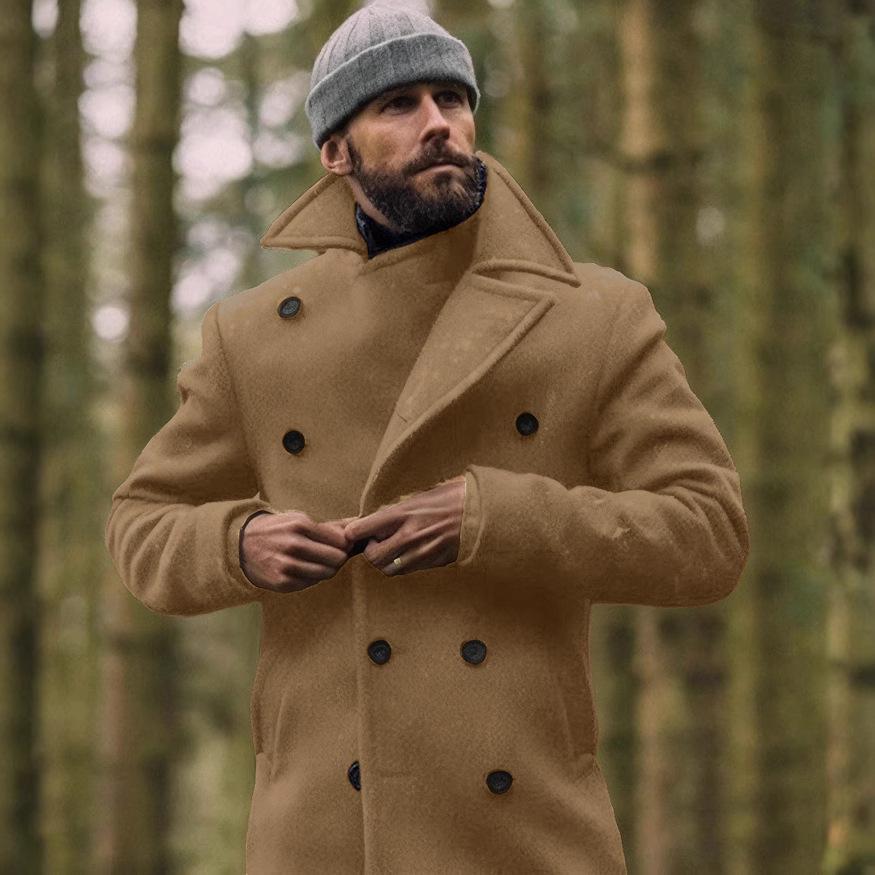 Men's Mid-length Wool Coat: European & American Style for Autumn/Winter