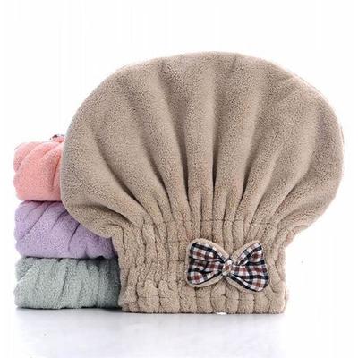 Bow Tie Solid Color Microfiber Dry Hair Cap Shower Cap Super Absorbent Thickened Shower Cap Dry Hair Towel Soft and Comfortable