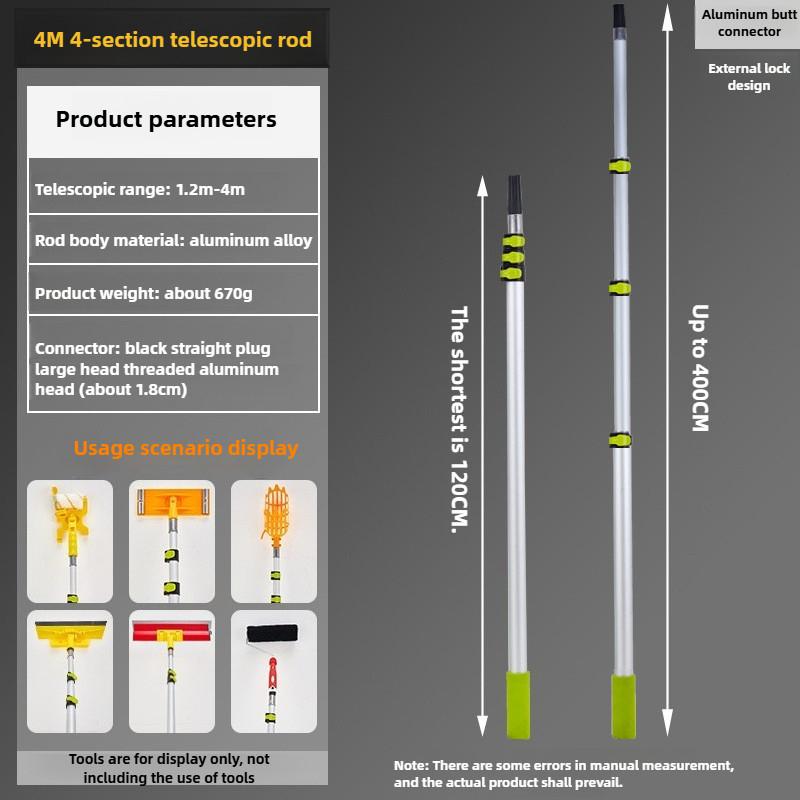 Aluminum Alloy Positioning Telescopic Rod Multi Functional Extendable Extension Rod Roller Brush Extension Pole