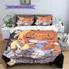 Anime Pattern Bedding Quilt Set Quilt Cover Pillowcase Home Decoration Birthday Gift (1 * Duvet Cover + 2 * Pillowcase, Without Core)