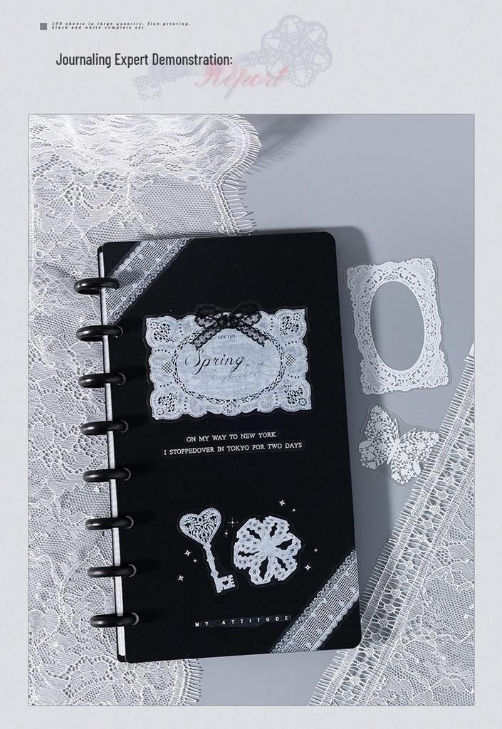Ketchup Girl Lace Sticker Pack - Lace Academy Series (100 Sheets) for Journal Decoration & Collage
