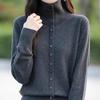 Cross2025 Women's Thickened High Collar Wool Sweater Coat - Autumn/Winter Temperament Simple Lapel Top