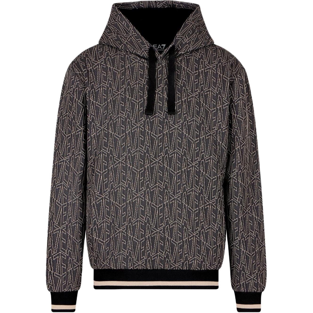 Emporio Armani EA7 Drawstring Jacquard Hooded Long Sleeve Sweatshirt Men sweatshirt Dark-Gray 7M000100-AF13961-UC001 M