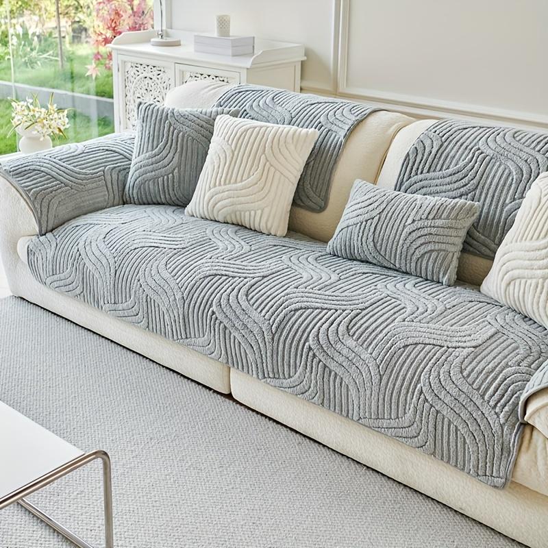 

Утолщенный плюшевый чехол для диванной подушки, противоскользящий, роскошный, двусторонний, чехол для дивана, зимний домашний декор, машинная стирка, нескользящий протектор сиденья для дивана, кресла 70x70cm светло-серый