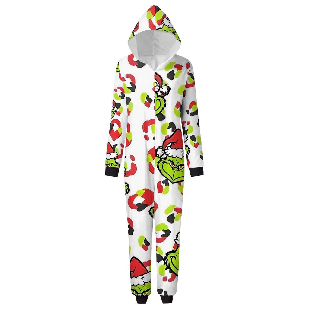 Genitore-Natale Stampato Genitore-Figlio Felpa con Cappuccio Zip Un Pezzo Abbigliamento da Casa