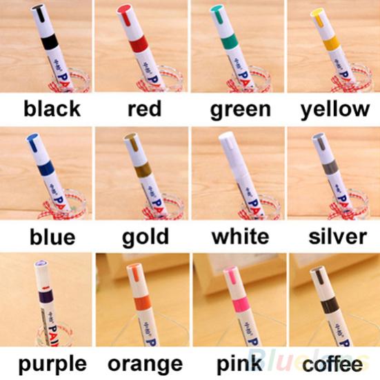 12 Colors Waterproof Car Tyre Tire Tread Rubber Metal Permanent Paint Marker Pen
