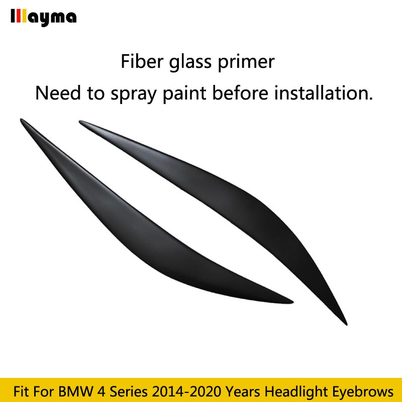 Carbon Fiber Car Headlight Eyebrows Fiber Glass Primer Lamp Cover Eyelids For BMW 4 Series 2014 -  F82 M4 F80 M3 F36 F33 F32