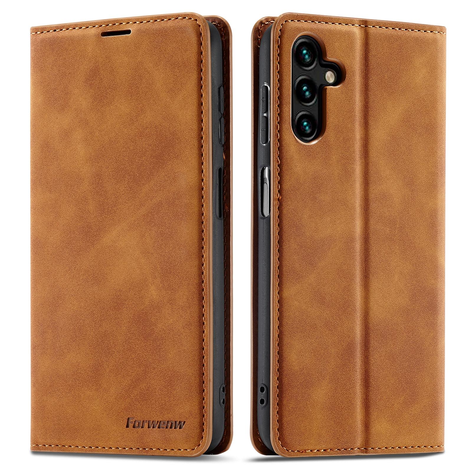 

FORWENW Fantasy Series for Samsung Galaxy A55 5G Cases Mobile Phone Cover Skin-touch PU Leather Stand Wallet Brown