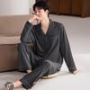 Men's Plus Size Cotton Pajamas Cardigan Set for Spring/Autumn - Long Sleeve, Lightweight, Casual Wear for Home or Out.