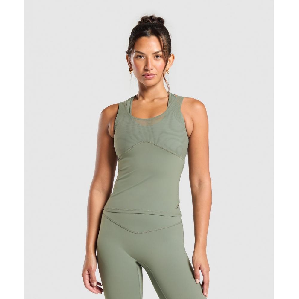 

Gymshark Elevate Shelf Tank Unit Green B9a6o Ecjf XS