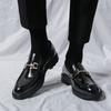 Large Size Lace-up Casual Glossy Foot Cover Business Lazy Shoes Hairstylist Black Leather Shoes