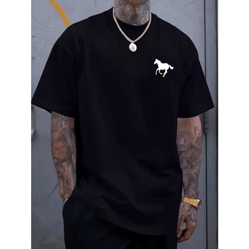 

Европейские размеры Мужская повседневная футболка с принтом, удобная и дышащая, слегка эластичная, идеально подходит для дома и активного отдыха S чёрный