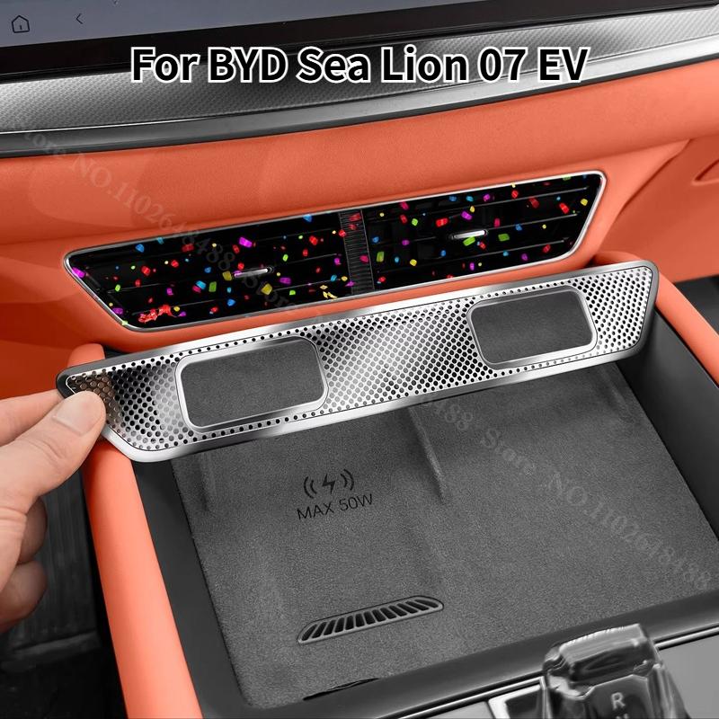 For BYD Sealion 7 Sea Lion 07 EV Stainless Steel Car Central Control Air Vent Cover Trim Auto Interior Modification Accessories