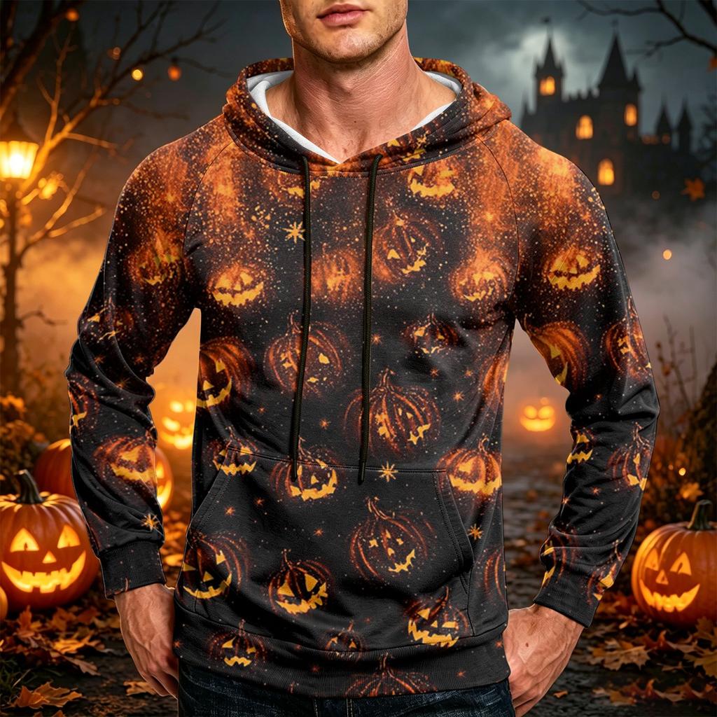 Men's Loose Fit Hoodie with Pocket Drawstring Printed Design for Casual Everyday Wear