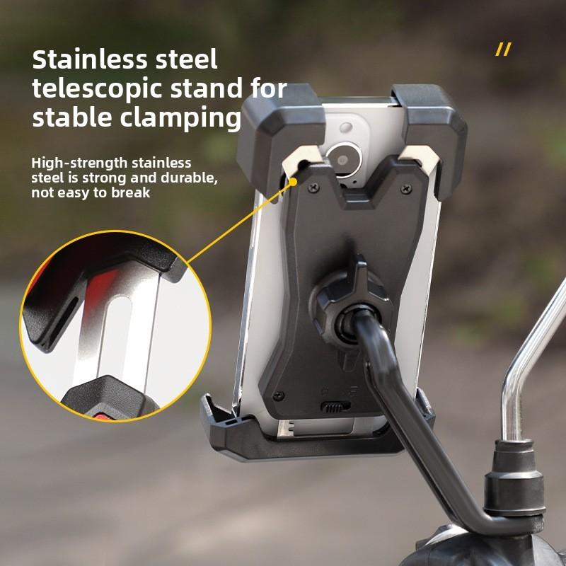 Bike Phone Mount Abs Steel Shockproof Holder For Ebike And Delivery Riders